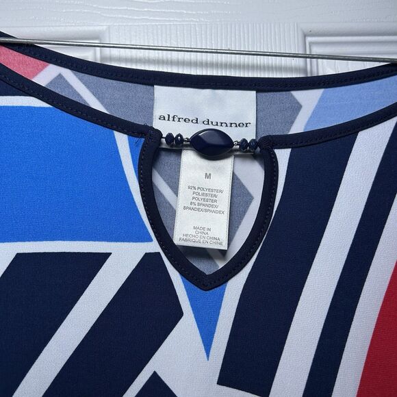 Alfred Dunner America's Cup Asymmetrical 3/4 Cut Out Sleeve Blouse Size Medium - Picture 2 of 8